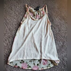 Cream And Floral Tank Top